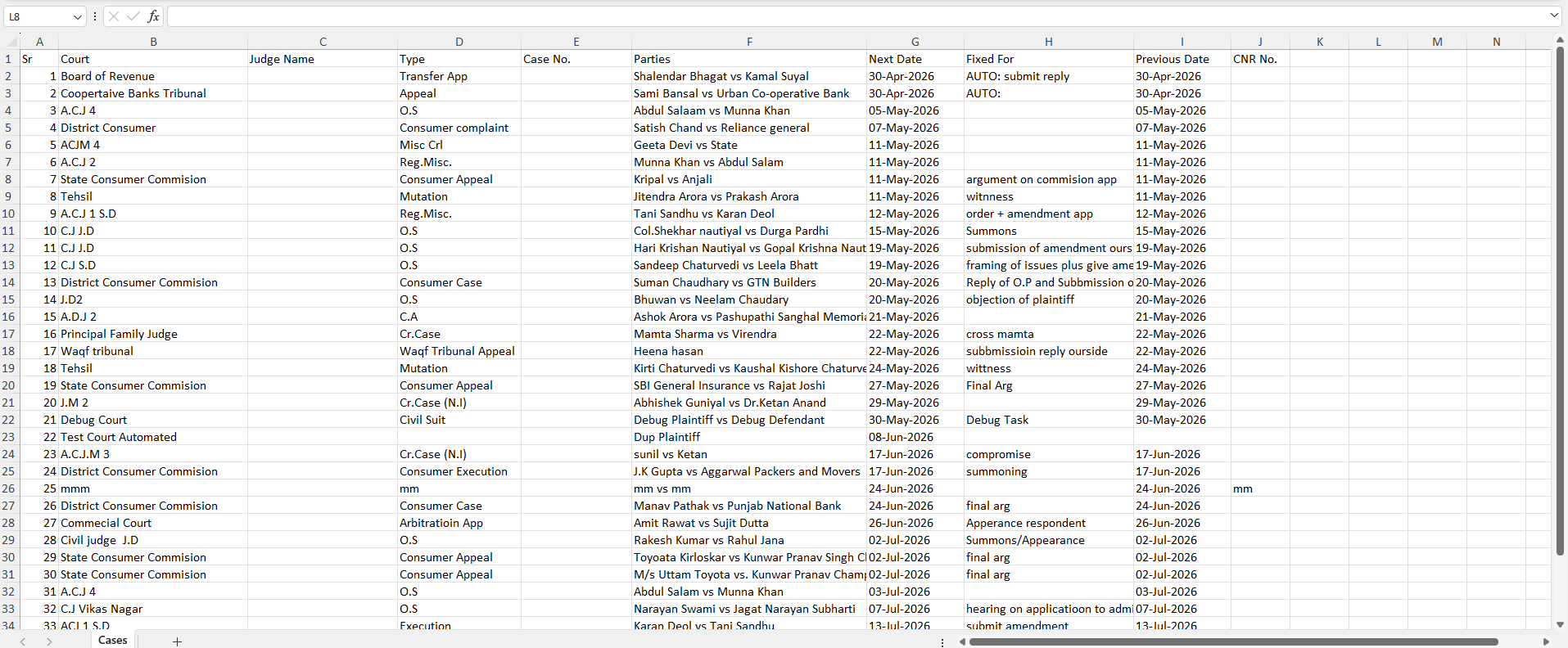 Excel Format